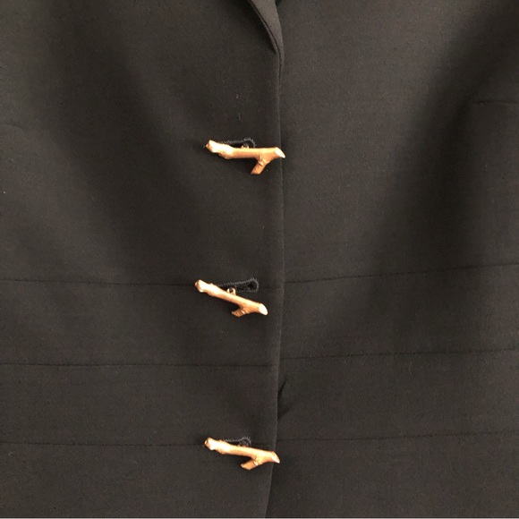 Vintage French Designer Myrene De Premonville Black Fitted Bamboo Blazer 38 EUC - Picture 6 of 7